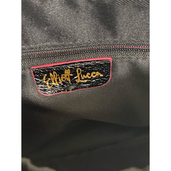 Elliott Lucca Leather Handbag Black Purse Chain Accents Neutral Slim Clutch - Picture 11 of 14